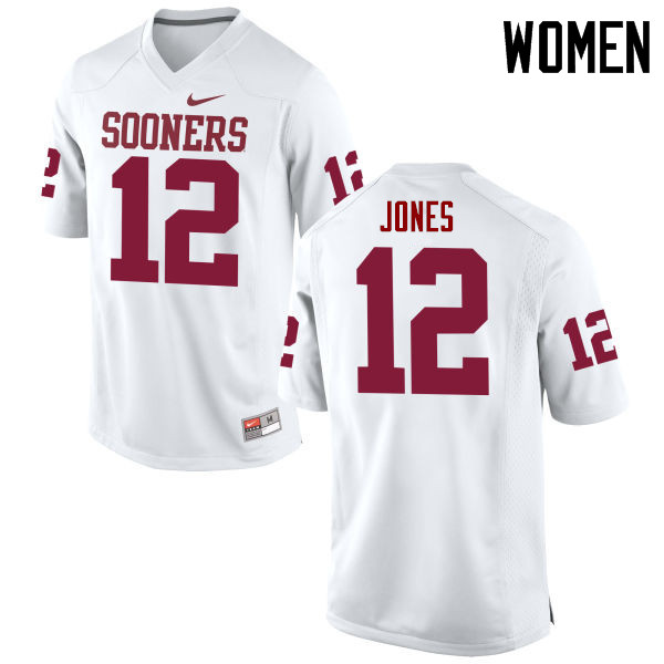 Women Oklahoma Sooners #12 Landry Jones College Football Jerseys Game-White